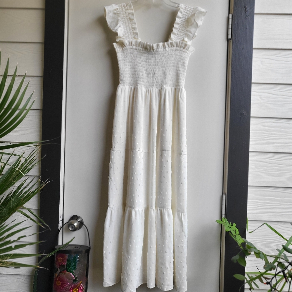 White cottage core maxi dress